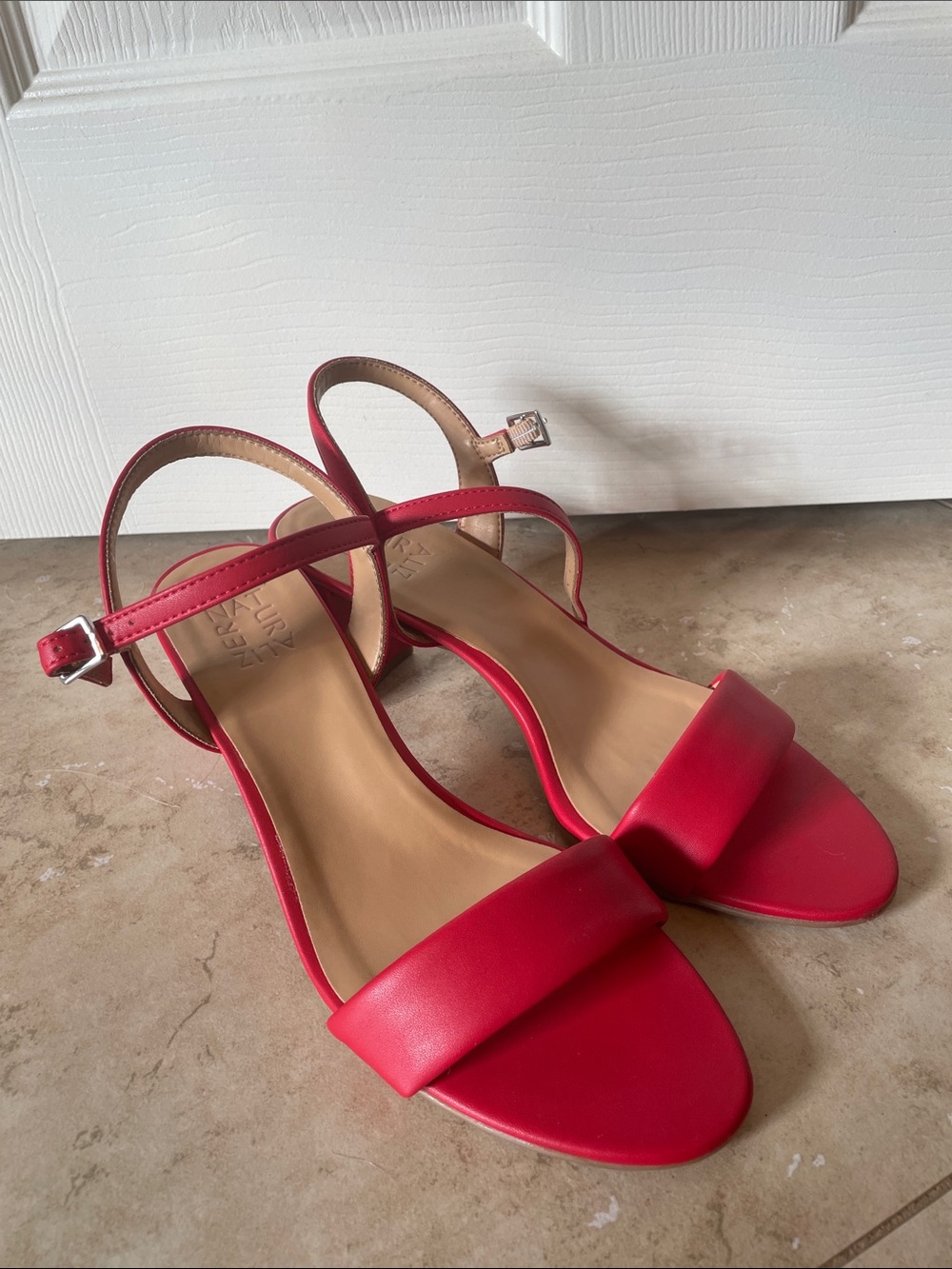 Naturalizer Red Open-Toe Ankle Strap Sandals New Without Tags